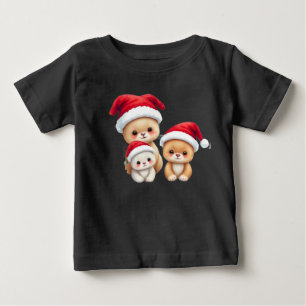 Niedliche Baby-Tiere in Christmas Wunderland Kunst Baby T-shirt