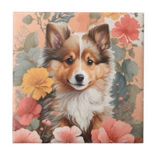 Niedliche Baby-Tiere   Niedlich Shetland Sheepdog  Fliese