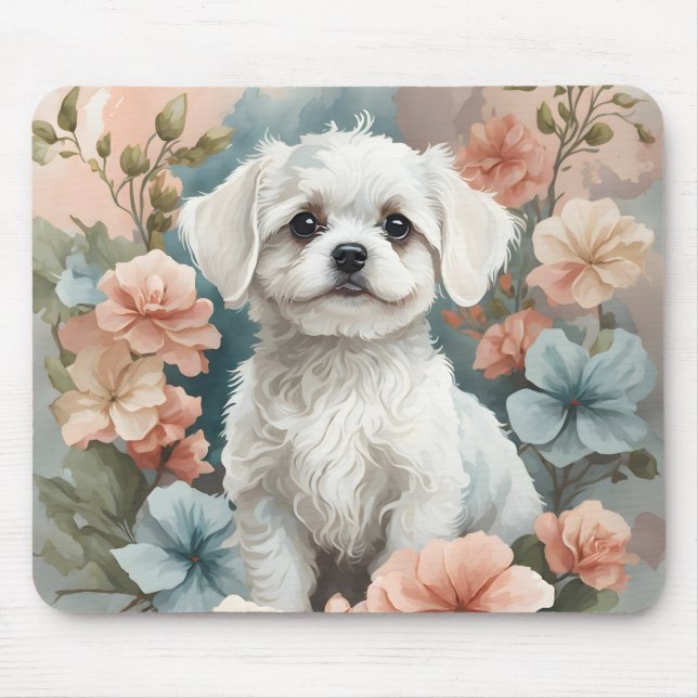 Niedliche Baby-Tiere | Niedlicher maltesischer Wel Mousepad (Vorne)