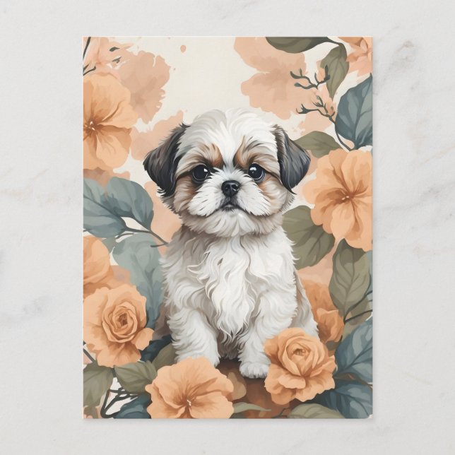 Niedliche Baby-Tiere - Shih Tzu Puppy Postkarte (Vorderseite)