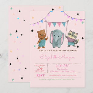 Niedliche Baby-Tiere, Stars-Babydusche Einladung