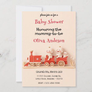 Niedliche Baby Train Baby Duschkarte Einladung