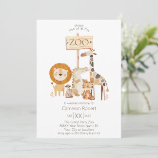Niedliche Baby Zoo Tiere Einladung