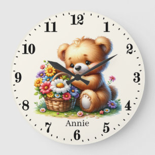 Niedliche Babybärenbezeichnung Große Wanduhr