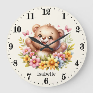 Niedliche Babybärenbezeichnung Große Wanduhr