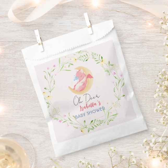Niedliche Babydrache Dinosaurier Wildblume Babydus Geschenktütchen (Ausgeschnitten)