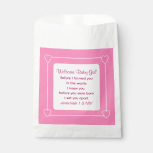 Niedliche Babydusche Bibel Verse Rosa Gastgeschenk Geschenktütchen