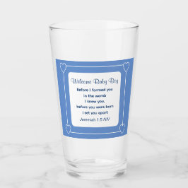 Niedliche Babydusche Bibel Verse Streifen blaues P Glas