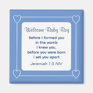 Niedliche Babydusche Bibel Verse Streifen blaues P Magnet