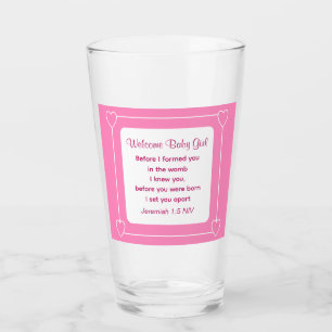 Niedliche Babydusche Bibel Verse Streifen rosa Par Glas