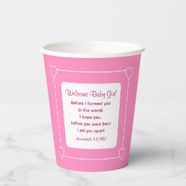 Niedliche Babydusche Bibel Verse Streifen rosa Par Pappbecher