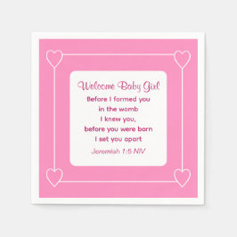 Niedliche Babydusche Bibel Verse Streifen rosa Par Serviette