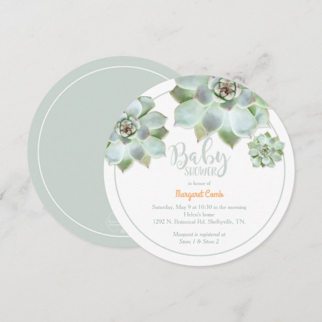 Niedliche Babydusche Einladung (Vorne/Hinten)