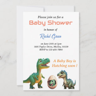 Niedliche Babydusche Einladung mit Dinosaurier-Sch