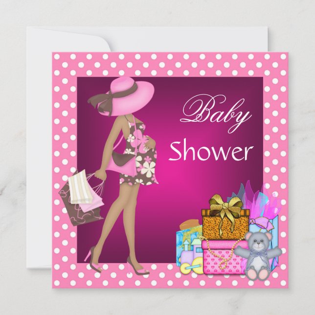 Niedliche Babydusche Einladung Rosa Spot Geschenke (Vorderseite)