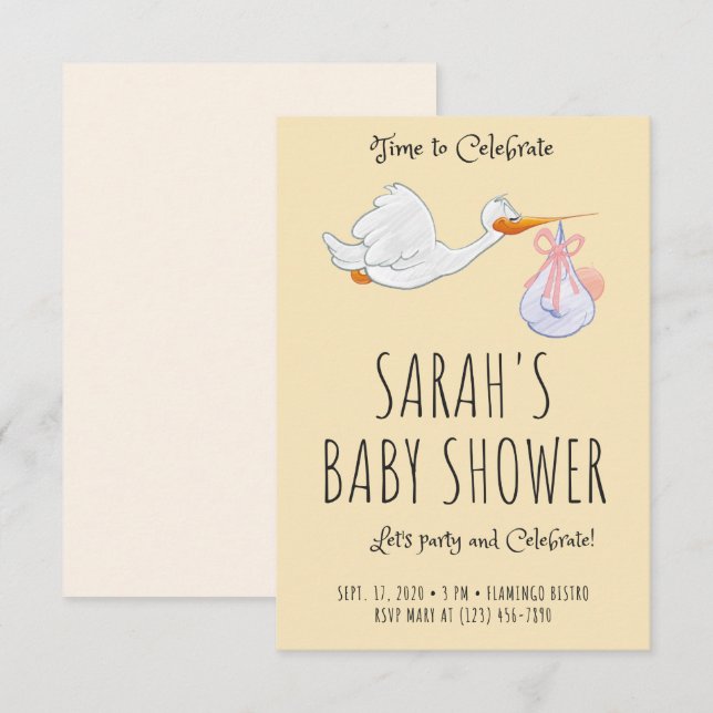 Niedliche Babydusche Einladungskarten (Vorne/Hinten)