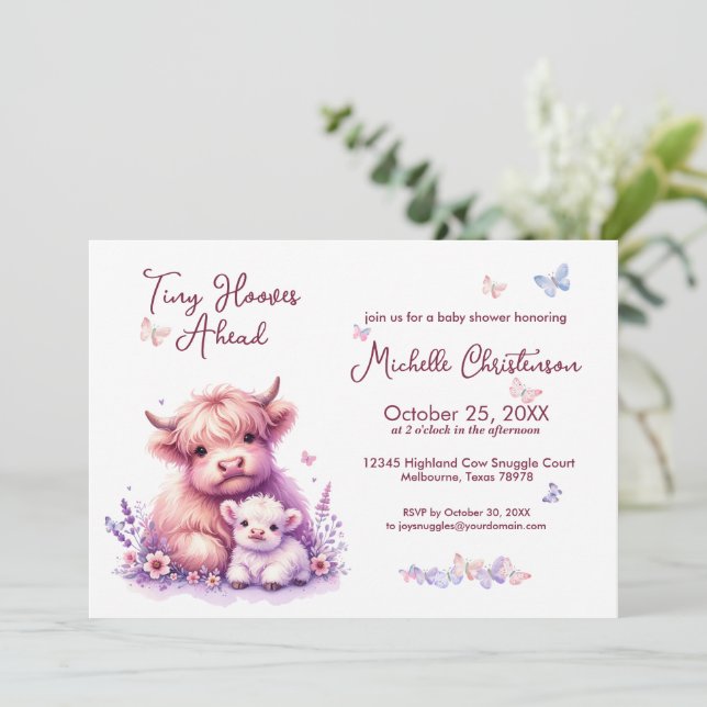 Niedliche Babydusche für die Kuh-Flora Einladung (Stehend Vorderseite)