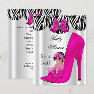 Niedliche Babydusche Girl Hot Pink Babyschuh Einladung