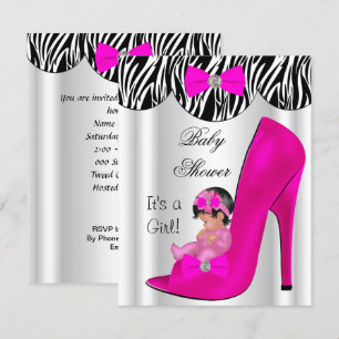 Niedliche Babydusche Girl Hot Pink Babyschuh Einladung