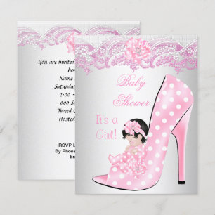 Niedliche Babydusche Girl Pink Kinderschuh Schnürs Einladung