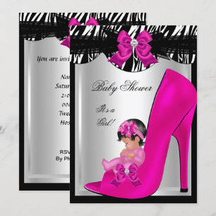 Niedliche Babydusche Girl Zebra Hot Pink Babyschuh Einladung