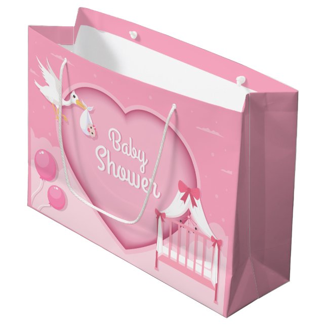 niedliche Babydusche  Große Geschenktüte (Vorderseite Schrägansicht)