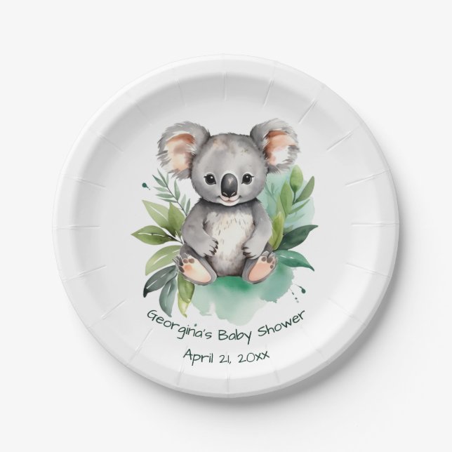 Niedliche Babydusche Koala Pappteller (Vorderseite)