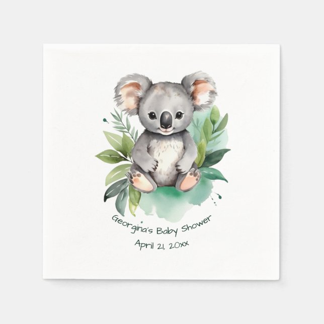 Niedliche Babydusche Koala Serviette (Vorderseite)
