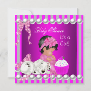 Niedliche Babydusche Mädchen Pink Strip cupcake Einladung