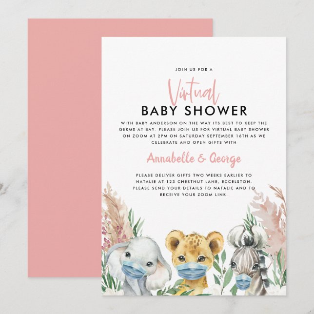 Niedliche Babydusche mit E-Mail Covimmaske rosa (Vorne/Hinten)