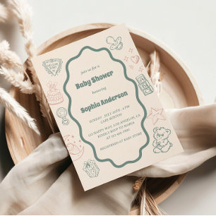 Niedliche Babydusche mit Klassik & Fun Design Einladung