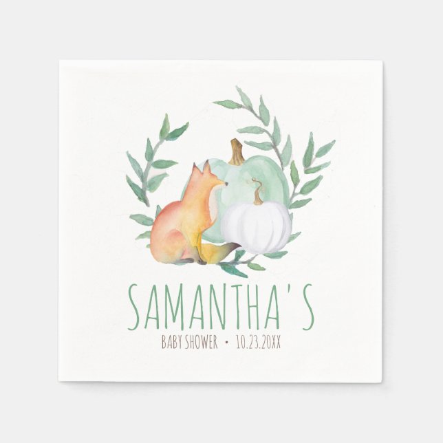 Niedliche Babydusche Napkins Wasserfarbe Pumpkin Serviette (Vorderseite)