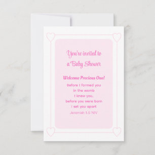Niedliche Babydusche Soft Pink Christlich einfach Einladung