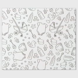 Niedliche Babyduschgeschenke Doodschwarz-weiß Desi Geschenkpapier