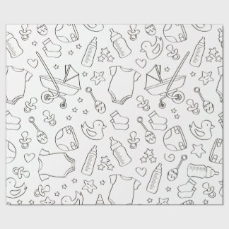 Niedliche Babyduschgeschenke Doodschwarz-weiß Desi Geschenkpapier