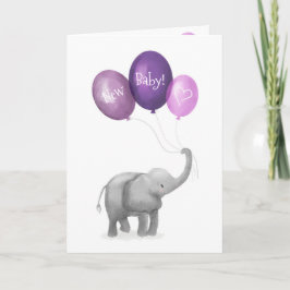 Niedliche Babyelefant - neue Babykarte (lila) Karte