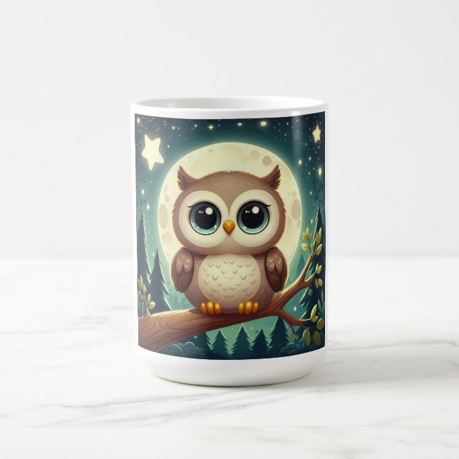 Niedliche Babyeule nachts mit Mond Kaffeetasse (Mittel)
