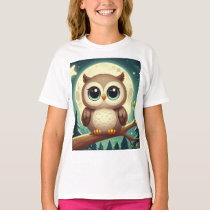 Niedliche Babyeule nachts mit Mond T-Shirt