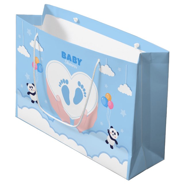 niedliche Babyfuß-Dusche Große Geschenktüte (Vorderseite Schrägansicht)