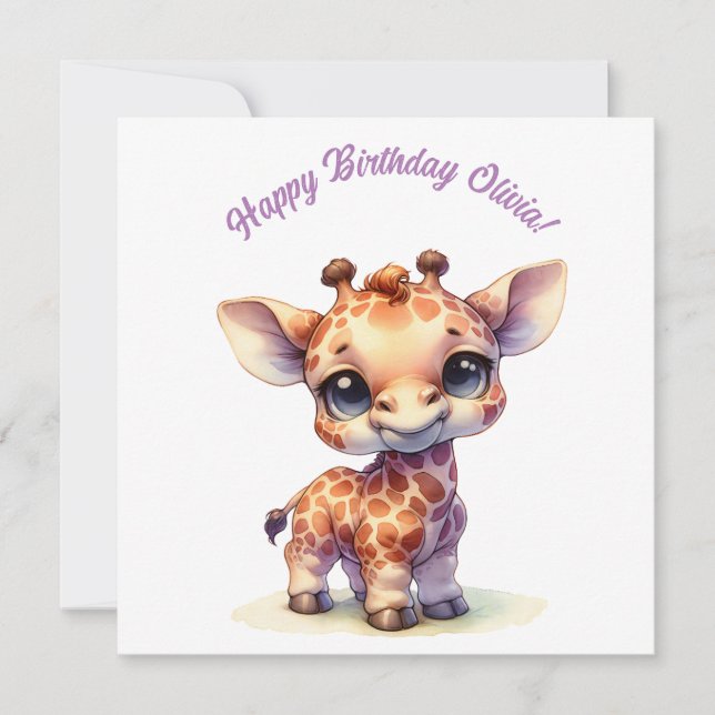 Niedliche Babygiraffe Einladung (Vorderseite)