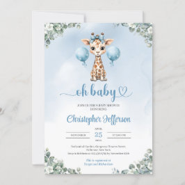 Niedliche Babygiraffe Eukalyptus-Babydusche Einladung