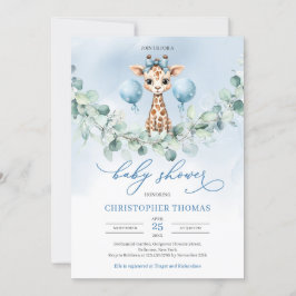 Niedliche Babygiraffe Eukalyptus-Babydusche Einladung