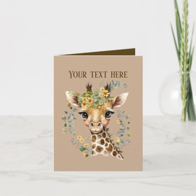 Niedliche Babygiraffe fügt Text zu jedem Zweck hin Karte (Vorderseite)