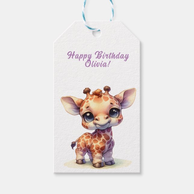 Niedliche Babygiraffe Geschenkanhänger (Vorderseite)