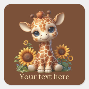Niedliche Babygiraffe hinzufügen Quadratischer Aufkleber