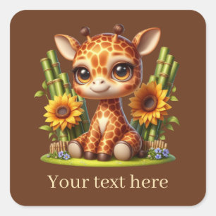 Niedliche Babygiraffe hinzufügen Quadratischer Aufkleber