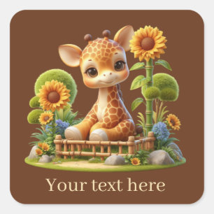 Niedliche Babygiraffe hinzufügen Quadratischer Aufkleber
