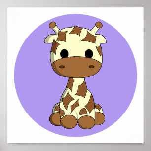Niedliche Babygiraffe Kawaii Cartoon Kinderzimmer  Poster