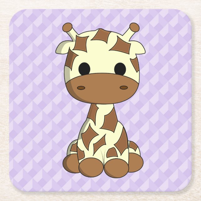Niedliche Babygiraffe Kawaii Cartoon Untersetzer (Vorderseite)
