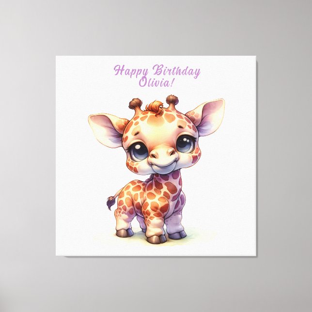 Niedliche Babygiraffe Leinwanddruck (Vorderseite)